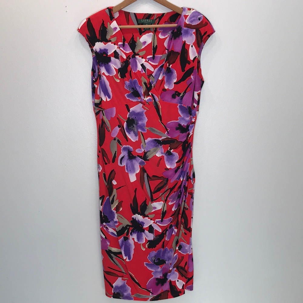 Lauren Ralph Lauren Floral Faux Wrap Dress 10